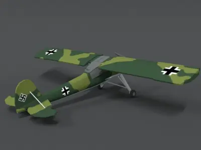 Low Poly Cartoon Fieseler Fi 156 Storch WWII Airplane Low-poly 3D model