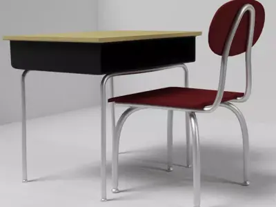 Classroom Chair and Desk Free 3D model