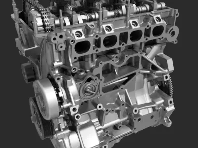 4 Cylinder Engine Block Cutaway 3D model
