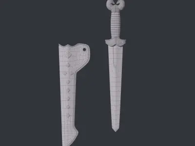 SubD Scythian Sword - 01 3D model