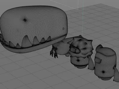 Caveman and Dinosaur characters 3D model