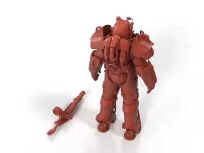 Fallout Power Armor T 60 with Rifle for 3D Print 3D print model