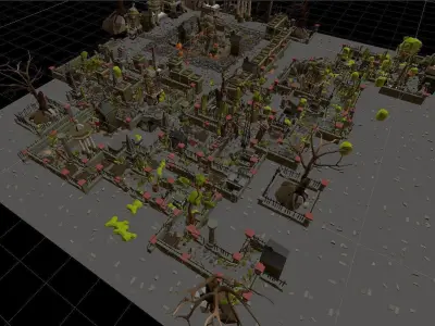 Free NecroPoly Graveyard Halloween Exterior Kit Free low-poly 3D model