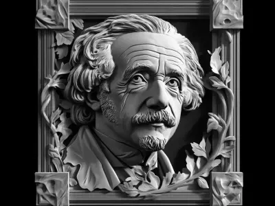 Albert Einstein Bas Relief 3D print model