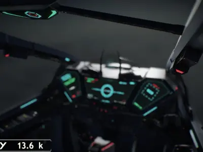 Cockpit Space Fighter Game Ready 4K Low-poly 3D model