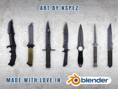Paracord Knife CS GO Knife Low-poly 3D model