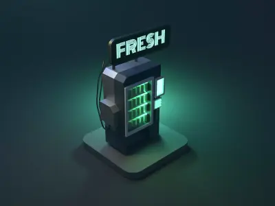 A Stylized Cyberpunk Vending Machine Free low-poly 3D model