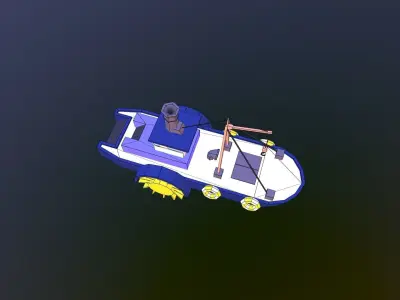 Low poly ship boat in sky Low-poly 3D model