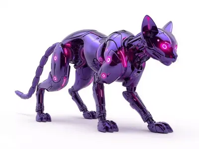 Sci-Fi Sleek Robot Cat 3D Model Low-poly 3D model