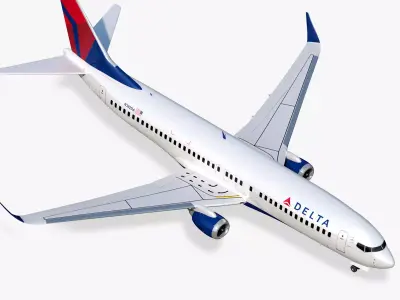 Boeing 737-800 Delta Airlines Low-poly 3D model