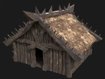 ORC ORCISH BARBARIAN HUNTER CAMP HOUSES TENTS COLLECTION Low-poly 3D model