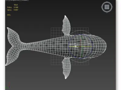 cartoon whale Low-poly 3D model