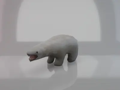 Antique Polar Bear Statue  Low-poly 3D model