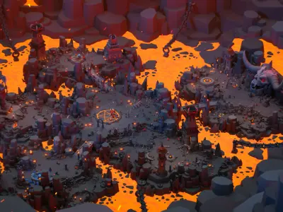 Inferno World Low-poly 3D model