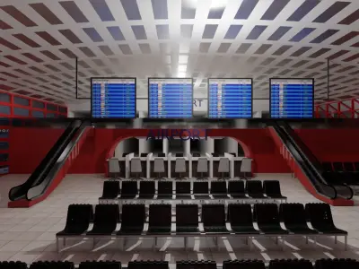 Airport interior Low-poly 3D model