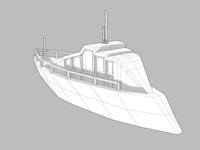 Realistic PBR low poly Yacht Low-poly 3D model boat floating ... Low-poly 3D model