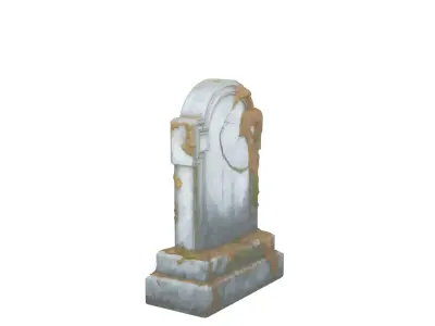 3D Eerie Weathered Tombstone Model with Moss 3D model