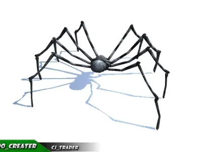 Low-Poly Black Spider Rigged Animated 3d model Low-poly 3D model