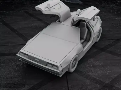 DMC DeLorean with Open Doors  3D Printable Car Model RoZ 3D print model