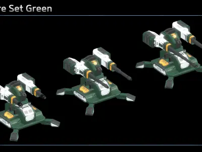 Ballistic Turret Low-poly 3D model