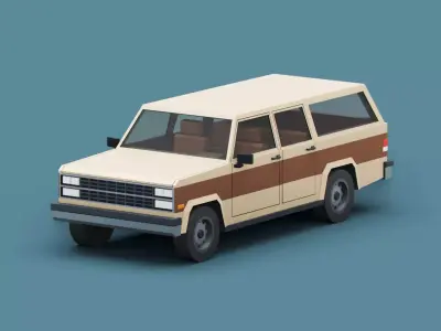 Stylized Cartoon SUV Suburban Car Low-poly 3D model