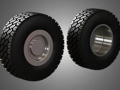 Truck Tires and Wheels-T04 3D model