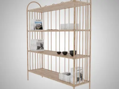 Bamboo Bookcase Free 3D model