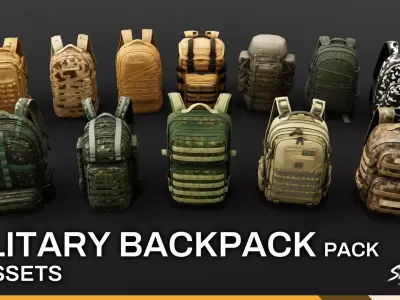 Military Backpack Pack Low-poly 3D model