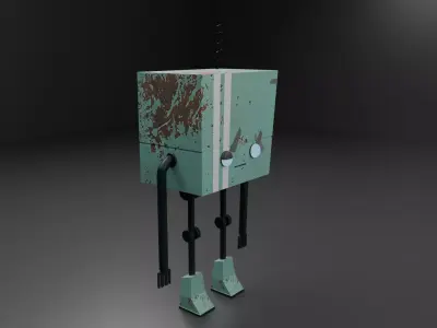 Low Poly Sci Fi Robot Combined- Separated 16 Part Model Low-poly 3D model