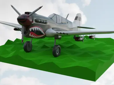Curtis P40 Lopoly Aircraft Low-poly 3D model