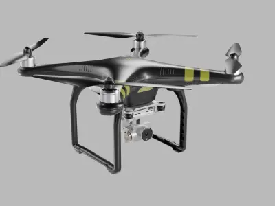 Low poly DJI Phantom 3 Pro black and white edition Low-poly 3D model