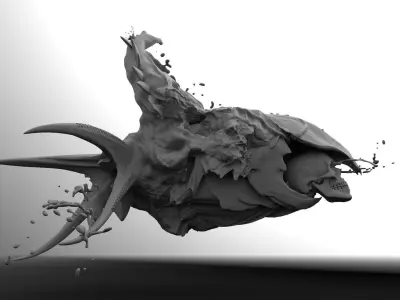 Surreal Zbrush Skull Human Hand Monster Free 3D model