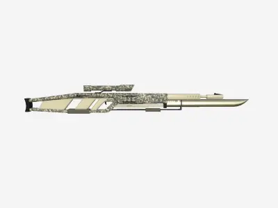 SciFi Sniper Gunblade A09 Digital Camouflage - Fiction Weaponry Low-poly 3D model