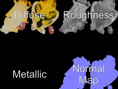 Golden Finch Bird model pack Low-poly 3D model