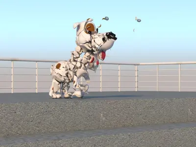 dog-puppy circle with spots Low-poly 3D model