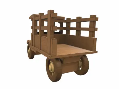 Wooden car toy truck 2 Free 3D model