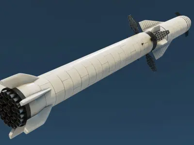 Starship Super Heavy and Tower Low-poly 3D model