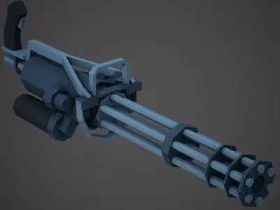 Stylized Minigun Low Poly Mobile Ready Low-poly 3D model