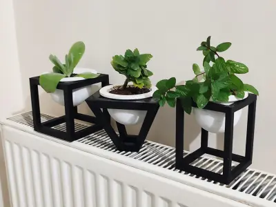 Rectangular triangle square decorative flower pot 3D print model