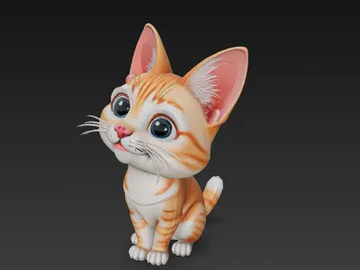 Cat Realistic 3D Model Basic - Low Poly Realistic Low-poly 3D model