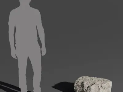  Pale Flat Rippled Large Rock Boulder Model 