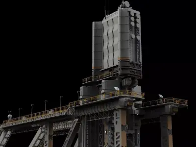 scifi radar tower 3D model