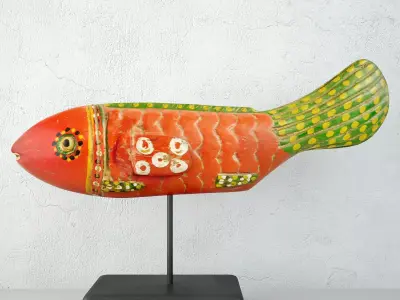 Mali Wood Bozo Fish Puppet 4 3D model