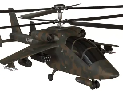 Attack helicopter forest camo dual rotor 3D model