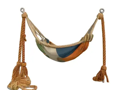 Colorful Fabric Rope Hammock Low-poly 3D model