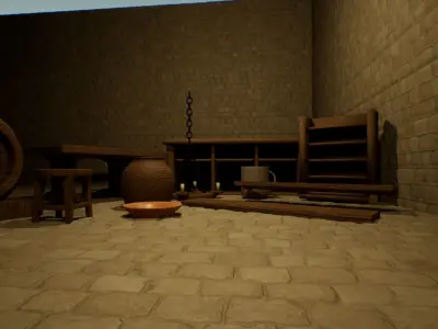 Castle interior - Wooden Furniture 3D model