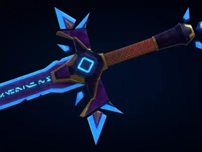 Stylized Sword Low-poly 3D model 11
