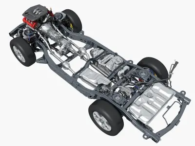 SUV Chassis with Engine 3D model