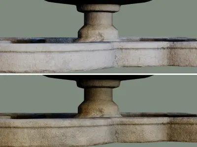 Ancient Big Concrete Fountain old water Low-poly 3D model
