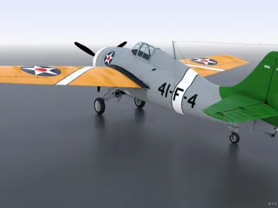 F4F-3 WILDCAT 41F4 Low-poly 3D model